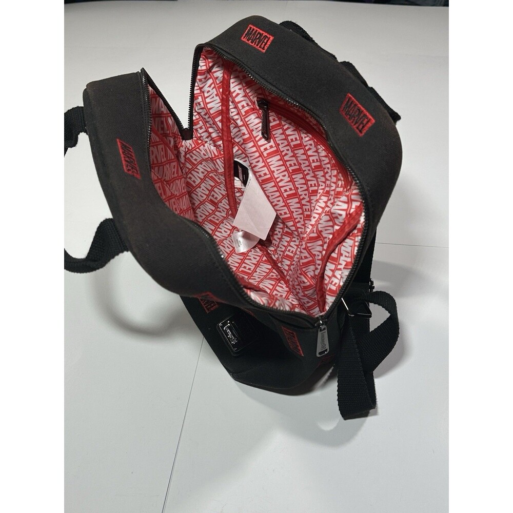 Loungefly Disney Marvel Red Embroidered Black Canvas Square Backpack Bag Pack - Picture 12 of 12